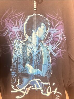 Vintage Jimi Hendrix Zip-Up Jacket with Blue & Purple Electric Print
